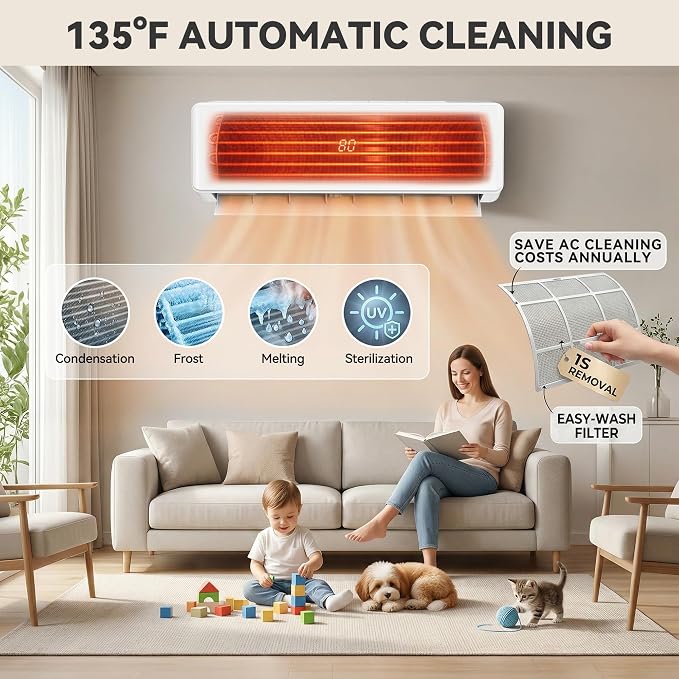 20 SEER2 11500 BTU Mini Split Air Conditioner Heat Pump, 115V Inverter AC Cool & Heat Up to 680 Sq., alternate product view 8