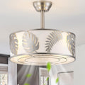20" Silver Caged Ceiling Fans with Lights, Silver Fandelier Ceiling Fan with Light Remote Control, Bladeless Caged with 6