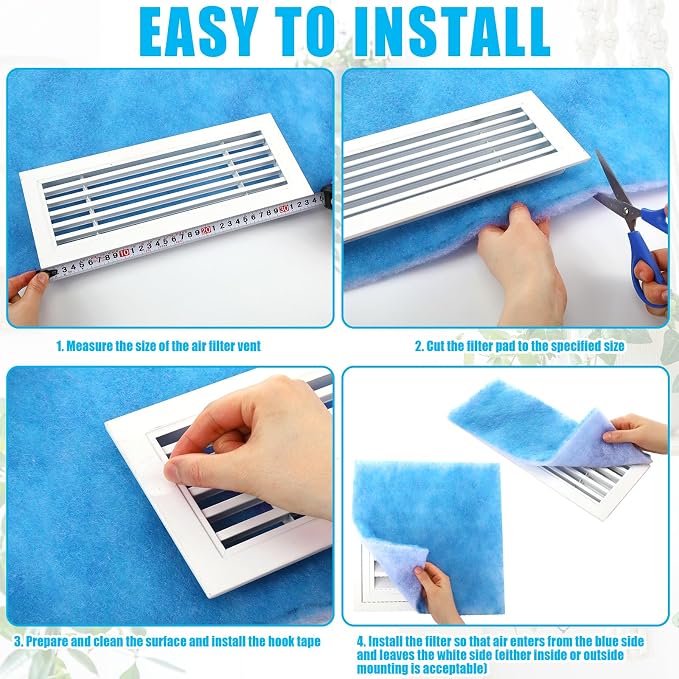 20 x 118 Inch Merv 6 Reusable Air Vent Filter Cut to Size Electrostatic Floor Vent Filter with Adhesive Hook Tape Washable