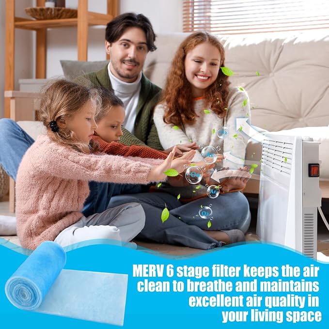 20 x 118 Inch Merv 6 Reusable Air Vent Filter Cut to Size Electrostatic Floor Vent Filter with Adhesive Hook Tape Washable