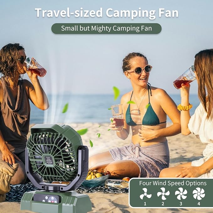 20000mAh High Speed Portable Camping Rechargeable Fan with Remote Control, Battery Powered with Auto Oscillating with Camping