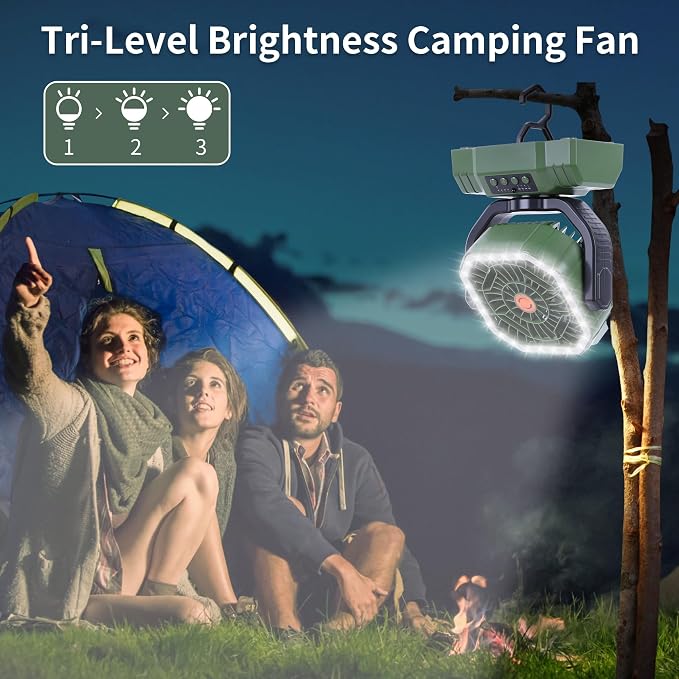 20000mAh High Speed Portable Camping Rechargeable Fan with Remote Control, Battery Powered with Auto Oscillating with Camping