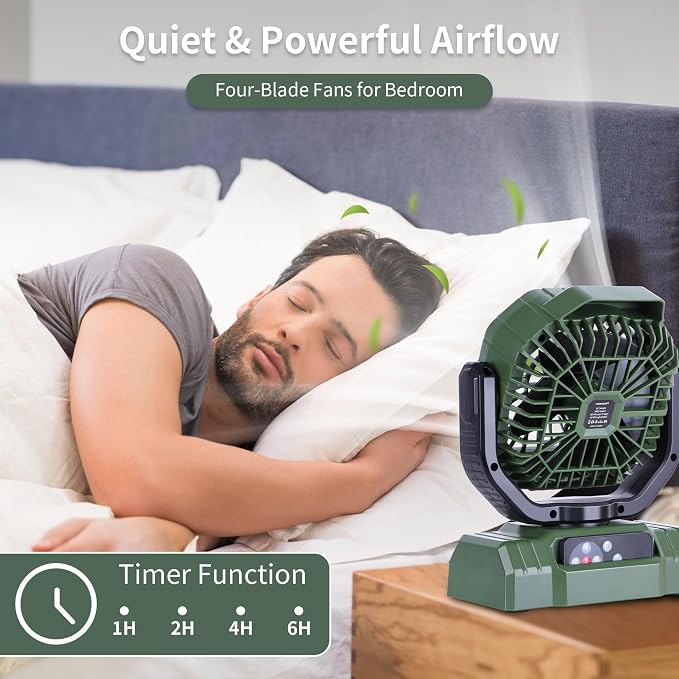 20000mAh High Speed Portable Camping Rechargeable Fan with Remote Control, Battery Powered with Auto Oscillating with Camping