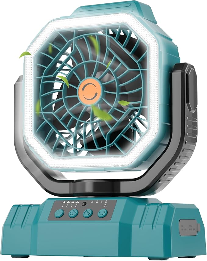 20000mAh High Speed Portable Camping Rechargeable Fan with Remote Control, Battery Powered with Auto Oscillating with Camping