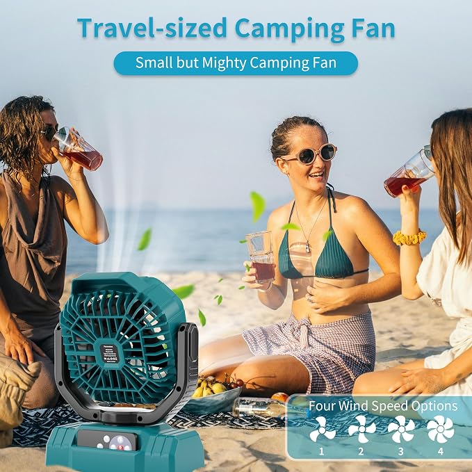 20000mAh High Speed Portable Camping Rechargeable Fan with Remote Control, Battery Powered with Auto Oscillating with Camping