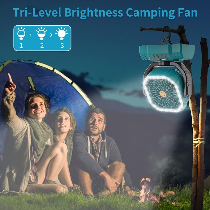 20000mAh High Speed Portable Camping Rechargeable Fan with Remote Control, Battery Powered with Auto Oscillating with Camping