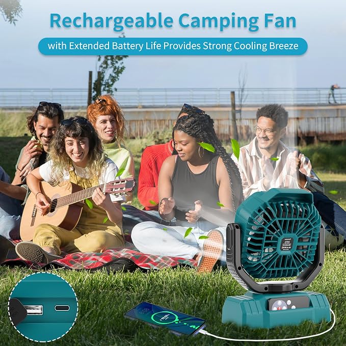 20000mAh High Speed Portable Camping Rechargeable Fan with Remote Control, Battery Powered with Auto Oscillating with Camping