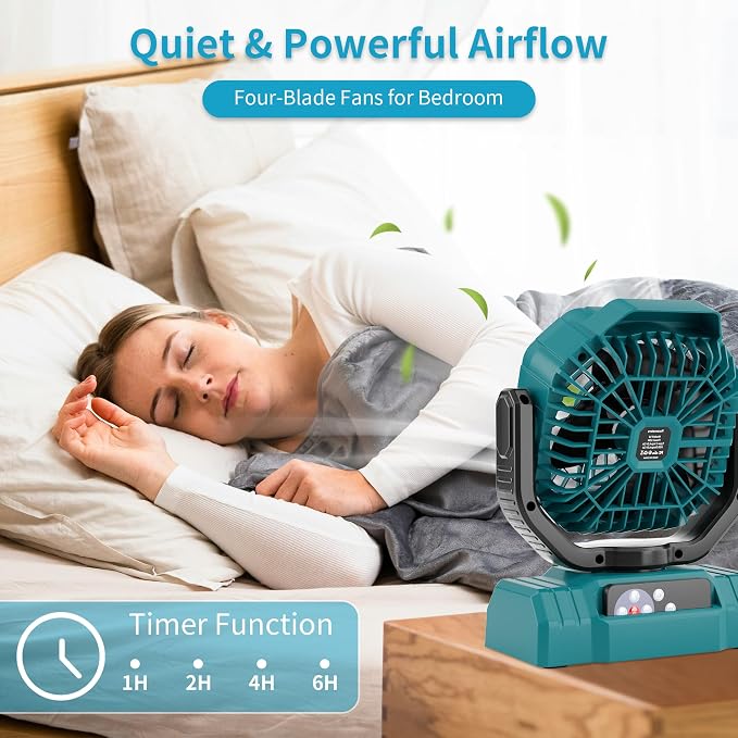 20000mAh High Speed Portable Camping Rechargeable Fan with Remote Control, Battery Powered with Auto Oscillating with Camping