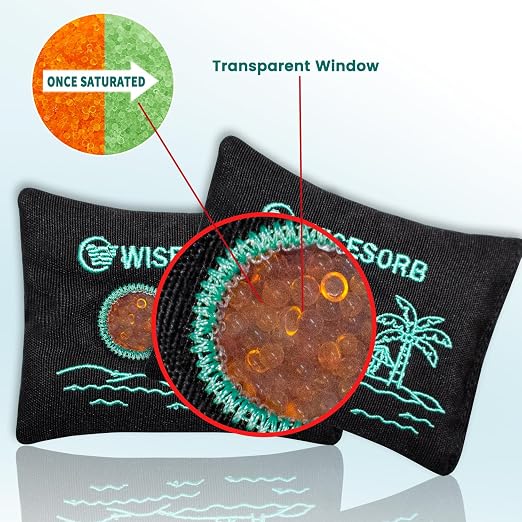 200g x 3pcs Rechargeable Desiccant Packs, Color Indicating Silica Gel Packets with Transparent Window, Moisture