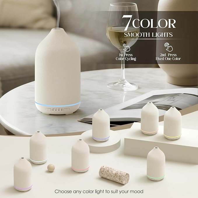 200ml Ceramic Essential Oil Diffuser, Stone Diffusers for Essential Oils, alternate product view 3