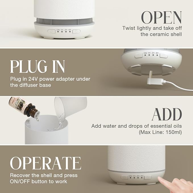 200ml Ceramic Essential Oil Diffuser, Stone Diffusers for Essential Oils, alternate product view 8