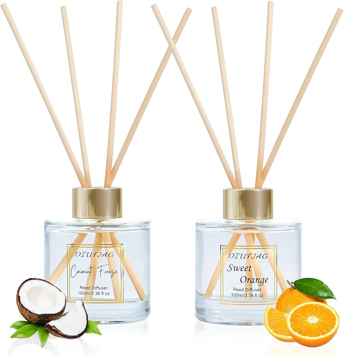 200ml Scent Diffuser with 6 Fiber Sticks, 6.76 oz Reed Diffuser Set Aromatherapy Fragrance Diffusers Air Fresheners for Home