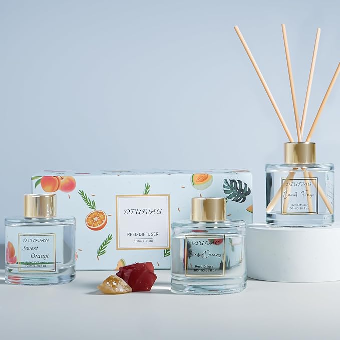 200ml Scent Diffuser with 6 Fiber Sticks, 6.76 oz Reed Diffuser Set Aromatherapy Fragrance Diffusers Air Fresheners for Home
