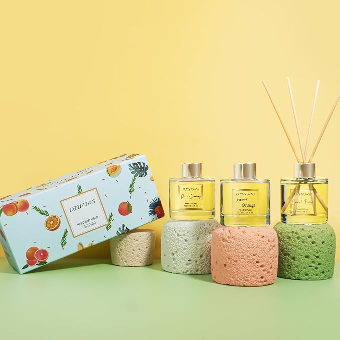 200ml Scent Diffuser with 6 Fiber Sticks, 6.76 oz Reed Diffuser Set Aromatherapy Fragrance Diffusers Air Fresheners for Home
