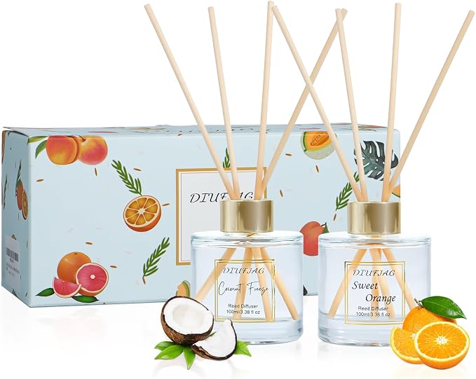 200ml Scent Diffuser with 6 Fiber Sticks, 6.76 oz Reed Diffuser Set Aromatherapy Fragrance Diffusers Air Fresheners for Home