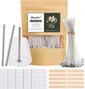 200pcs Natural Candle Wick kit,100pcs Wick Stickers with 5pcs Wick Holders and 2pcs Wick Placing Tube,for Soy Wax, Beeswax