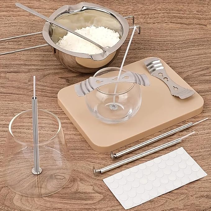 200pcs Natural Candle Wick kit,100pcs Wick Stickers with 5pcs Wick Holders and 2pcs Wick Placing Tube,for Soy Wax, Beeswax