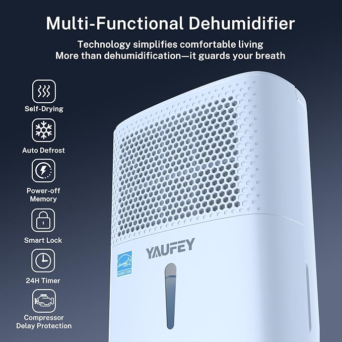 2025 Most Efficient Energy Star Dehumidifier for 2,000 Sq. Ft. Home, Basement and Large Room - Powerful, Quiet with Humidity