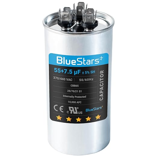 2025 Updated] 55+7.5 uF 55/7.5 MFD ±5% 370 or 440 Volt AC CBB65B Dual Run Round Capacitor - Fit Condenser