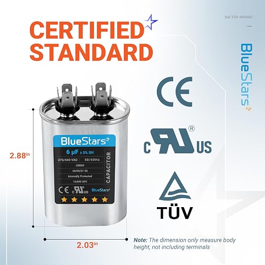 2025 Updated] 6 uF MFD 6uf ±5% 370-440VAC Oval Run Start Capacitor 50/60 Hz AC Electric Replacement Part by, alternate view 2