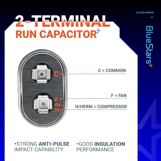 2025 Updated] 6 uF MFD 6uf ±5% 370-440VAC Oval Run Start Capacitor 50/60 Hz AC Electric Replacement Part by, alternate view 4