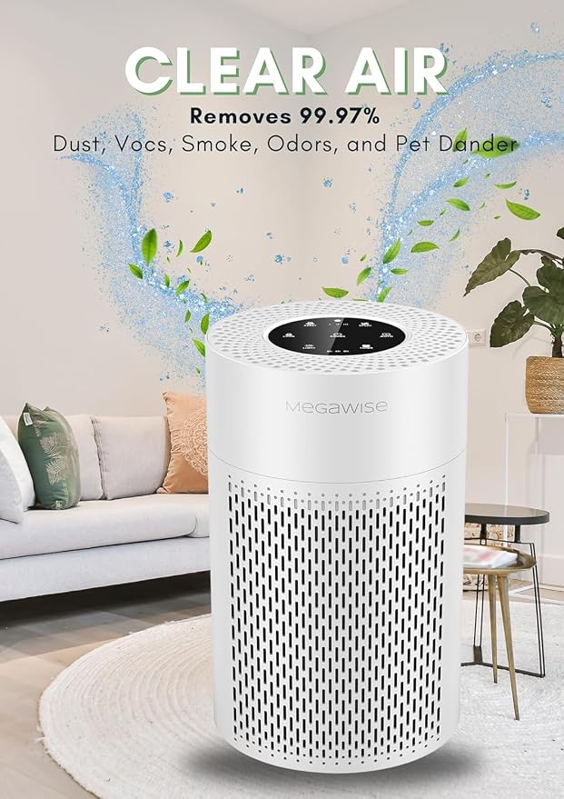 2025 Updated Version Smart Air Purifier for Home Large Room up to 1076ft2, H13 True HEPA Filter with Smart Air Quality