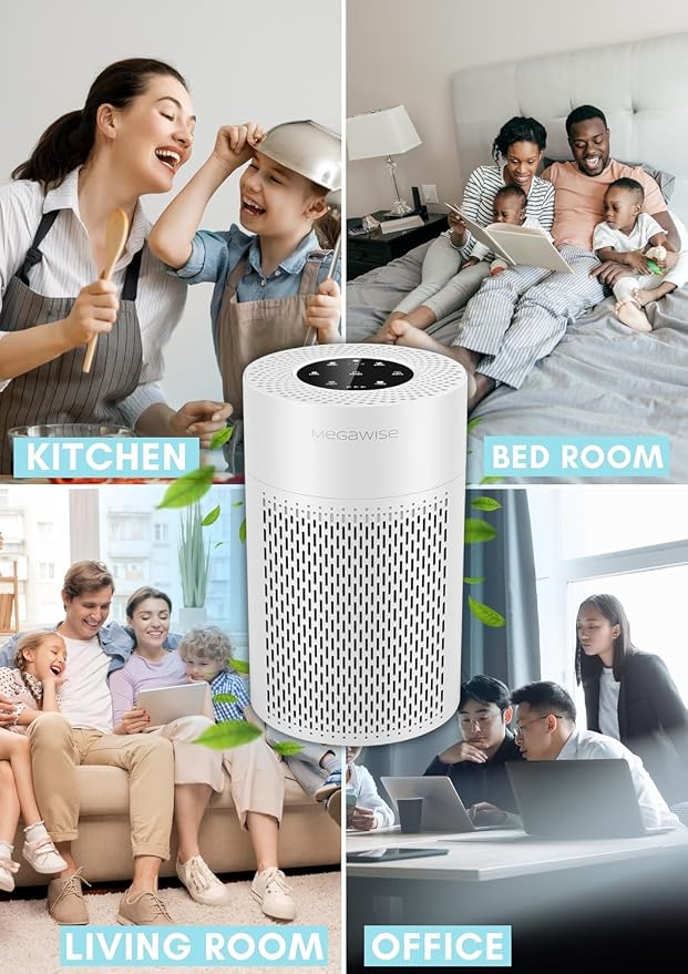 2025 Updated Version Smart Air Purifier for Home Large Room up to 1076ft2, H13 True HEPA Filter with Smart Air Quality