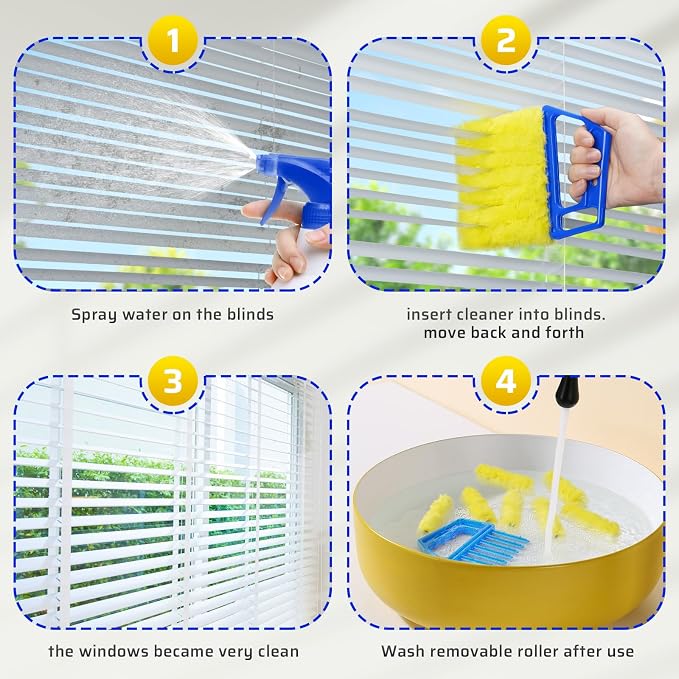 2025 Upgrade 2PCS Blind Cleaner Duster Tool, Window Blinds Cleaner Microfiber Washable,7 Fingers Blind dusters, alternate