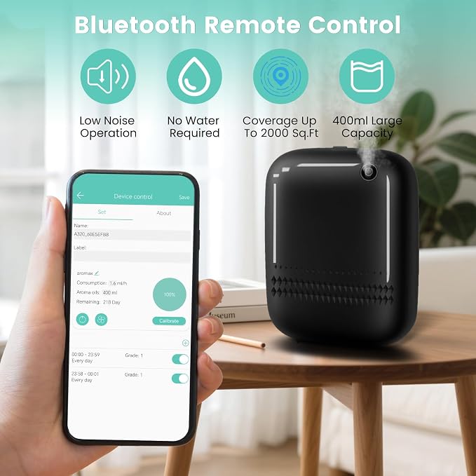 2025 Upgraded 2000 Sq.Ft Coverage HVAC Waterless Essential Oil Diffuser with Bluetooth Control, 400ML Capacity for Whole