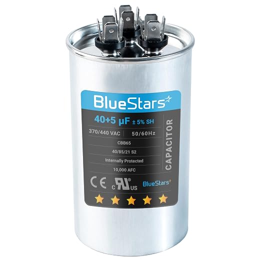 2025 Upgraded] 40+5 uF 40/5 MFD 370V or 440 Volt VAC Round Dual Run Capacitor Dual Run Circular Start Capacitor