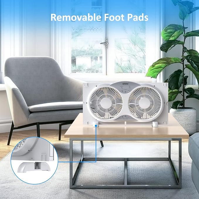 2026 9 Inch Twin Window Fan – Quiet, Reversible Airflow, 3 Speeds, Adjustable Width 23.5"-37", ETL Certified for