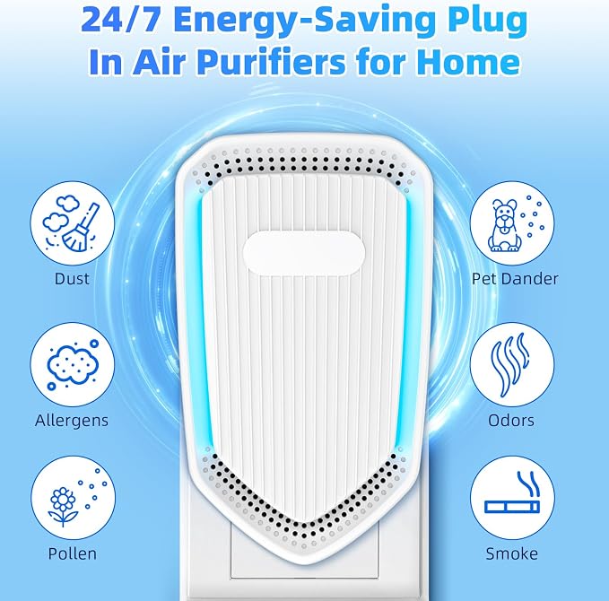 2026 Air Ionizer Plug In-8Pack Negative Ion Air Purifiers Ionizer,Quiet Air Freshener Indoor Portable Cleaner,Wall Plug