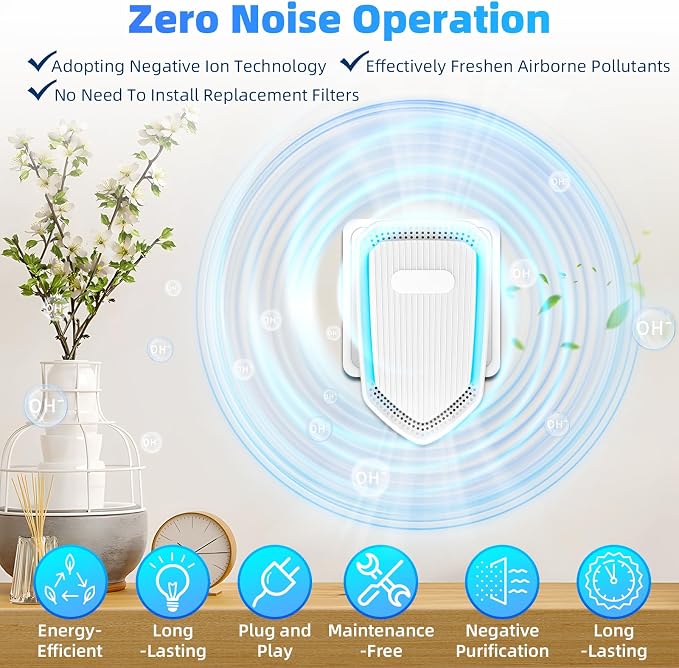 2026 Air Ionizer Plug In-8Pack Negative Ion Air Purifiers Ionizer,Quiet Air Freshener Indoor Portable Cleaner,Wall Plug