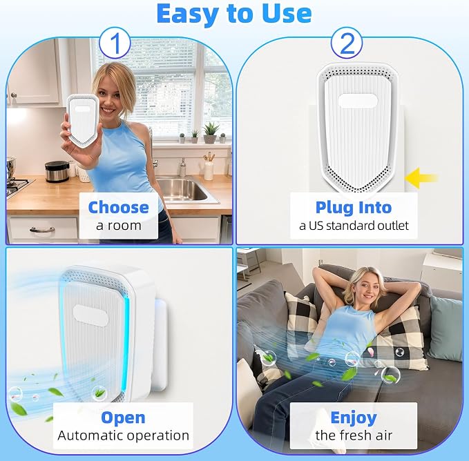 2026 Air Ionizer Plug In-8Pack Negative Ion Air Purifiers Ionizer,Quiet Air Freshener Indoor Portable Cleaner,Wall Plug