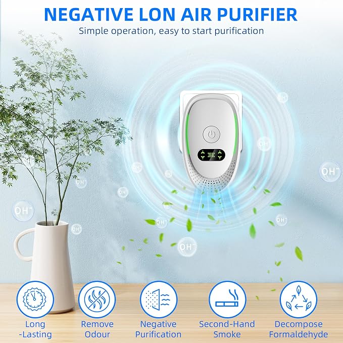 2026 Upgraded Air Ionizers for Dust Mites Smoke Pet Odor Plug in Air Purifiers for Home Silent Ionizer Air Cleaners & Room