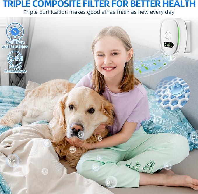 2026 Upgraded Air Ionizers for Dust Mites Smoke Pet Odor Plug in Air Purifiers for Home Silent Ionizer Air Cleaners & Room