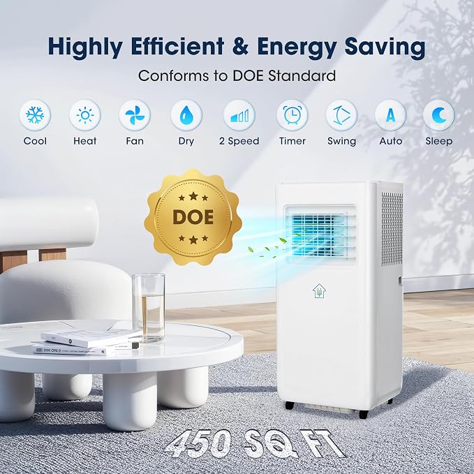 2026 Upgraded Portable Air Conditioners 10000 BTU, Smart Portable AC Unit with App & Remote Control, 4-in-1 Cooling, Heating
