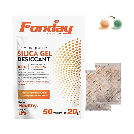 20g x 50 packs Rechargeable Silica Gel Desiccant Packets Fast Reactivate Desiccant Bags Moisture Absorbers for Storage Bins