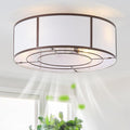 20inch Low Profile Caged Ceiling Fans with Lights, Flush Mount Ceiling Fan with Lights and Remote, Bladeless Modern Enclosed