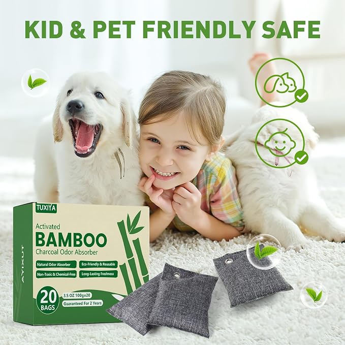 20Pack Activated Charcoal Odor Absorber, Odor Eliminator for Strong 0dor,Shoe Deodorizer,Bamboo Charcoal Air Purifying For