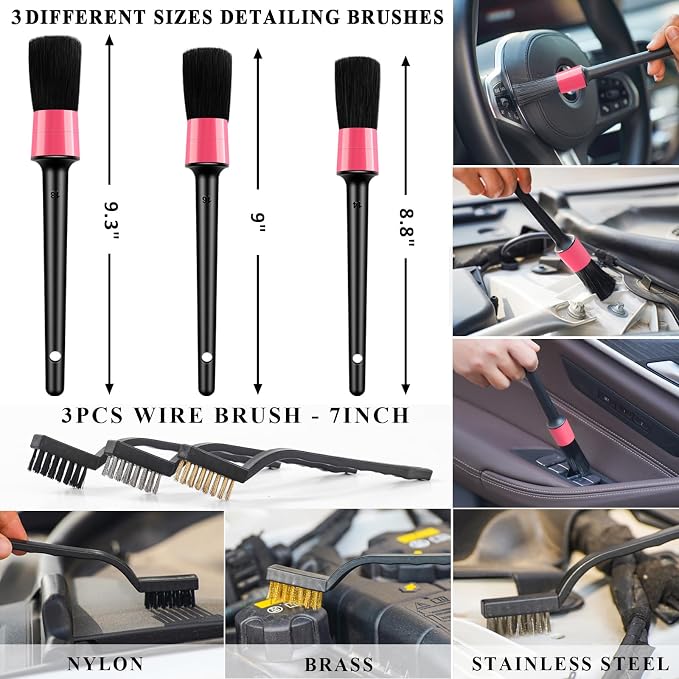 20Pcs Car Cleaning Wash Kit Interior Detailing Cleaner Kit with High Power Handheld Vacuum, Brush Set, Windshield Tool