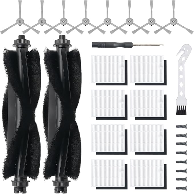 20Pcs Replacement Accessory kit for L60 Series, L50 Series Robot Vacuums Parts, 2 Roller Brush, 8 HEPA Filters and