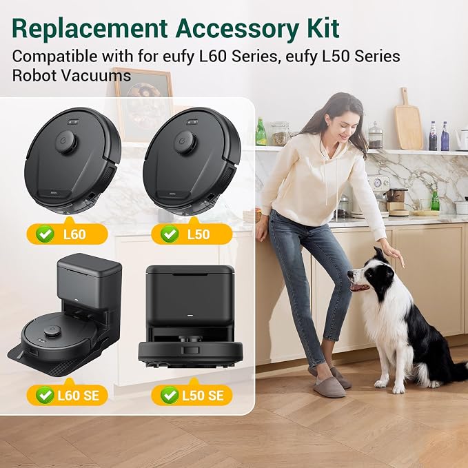 20Pcs Replacement Accessory kit for L60 Series, L50 Series Robot Vacuums Parts, 2 Roller Brush, 8 HEPA Filters and