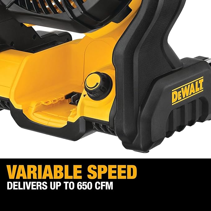 20V MAX Portable Fan, Battery Powered Rechargeable Cordless Shop Fan, Up to 4.5 Hrs Runtime, Variable Speed, 650 CFM, Tool