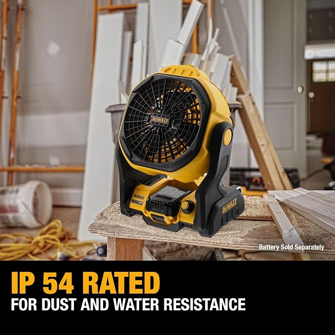 20V MAX Portable Fan, Battery Powered Rechargeable Cordless Shop Fan, Up to 4.5 Hrs Runtime, Variable Speed, 650 CFM, Tool