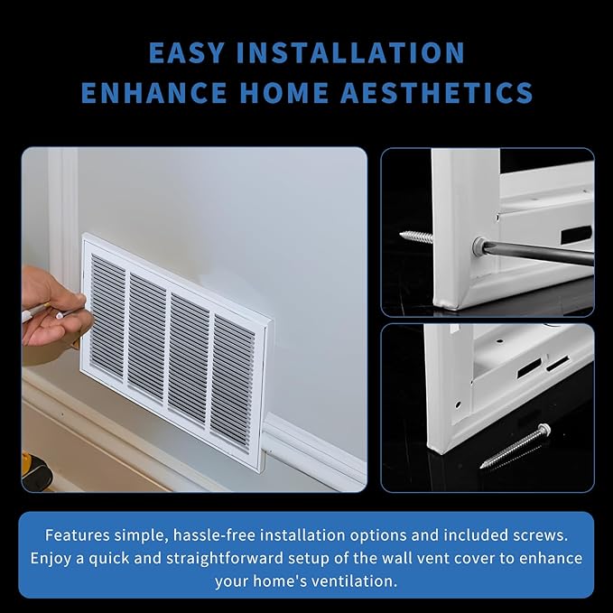 20x10 Return Air Grille [Duct Opening Size],Return Air Vent Cover for Wall Or Ceiling,Steel Return Air Filter Grilles