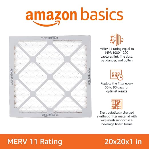 20x20x1 Air Filter 6-Pack, MERV 11 AC Furnace Filters, Dust, Pet, Allergy Control, alternate product view 2