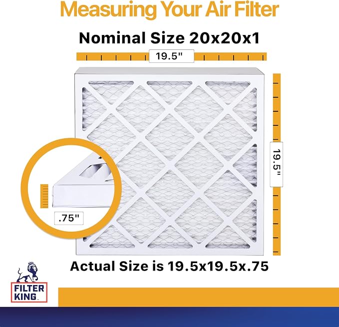 20x20x1 Air Filter (MERV 13) (6-Pack) Dust & Allergy Control AC Furnace Filters, MADE IN USA, HVAC, Pleated, Electrostatic