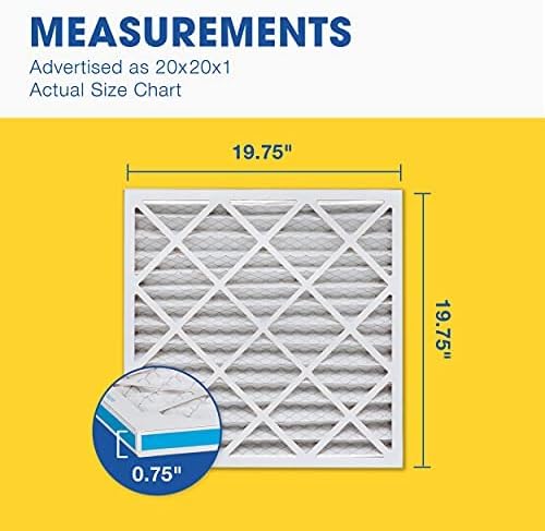 20x20x1 MERV 8 Air Filter, 6 Count, ACTUAL SIZE (19.75 x 19.75 x 0.75), HVAC, Air Conditioning & Furnace Filter Captures