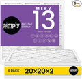 20x20x2 Air Filter, MERV 13, 6 Pack, Furnace Air Filter for HVAC (Actual Size: 19.5"x19.5"x1.75") DUST, Pet & Allergy